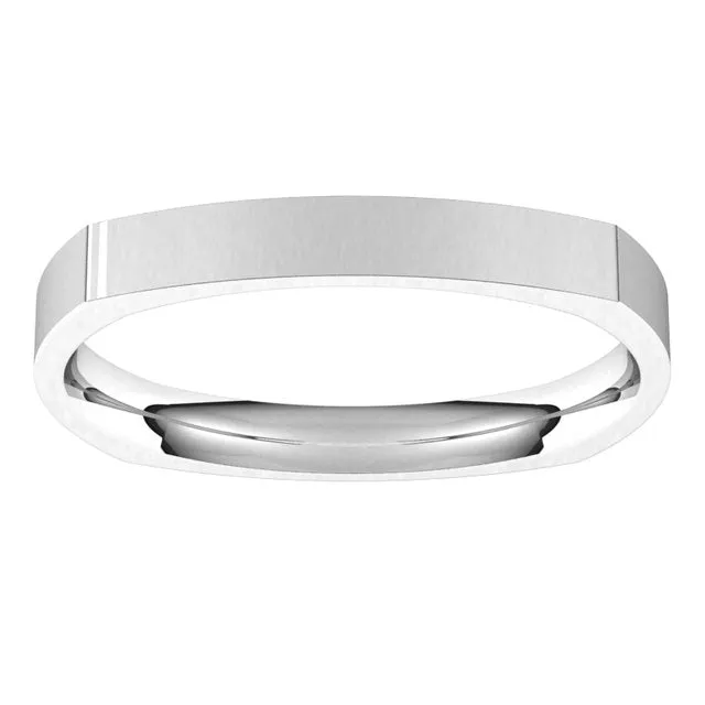 Platinum 2.5 mm Square Comfort Fit Wedding Band