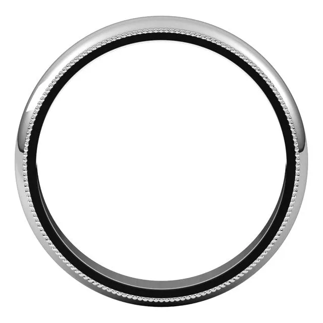 Platinum 4 mm Milgrain Half Round Wedding Band