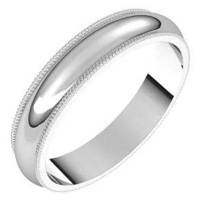 Platinum 4 mm Milgrain Half Round Wedding Band