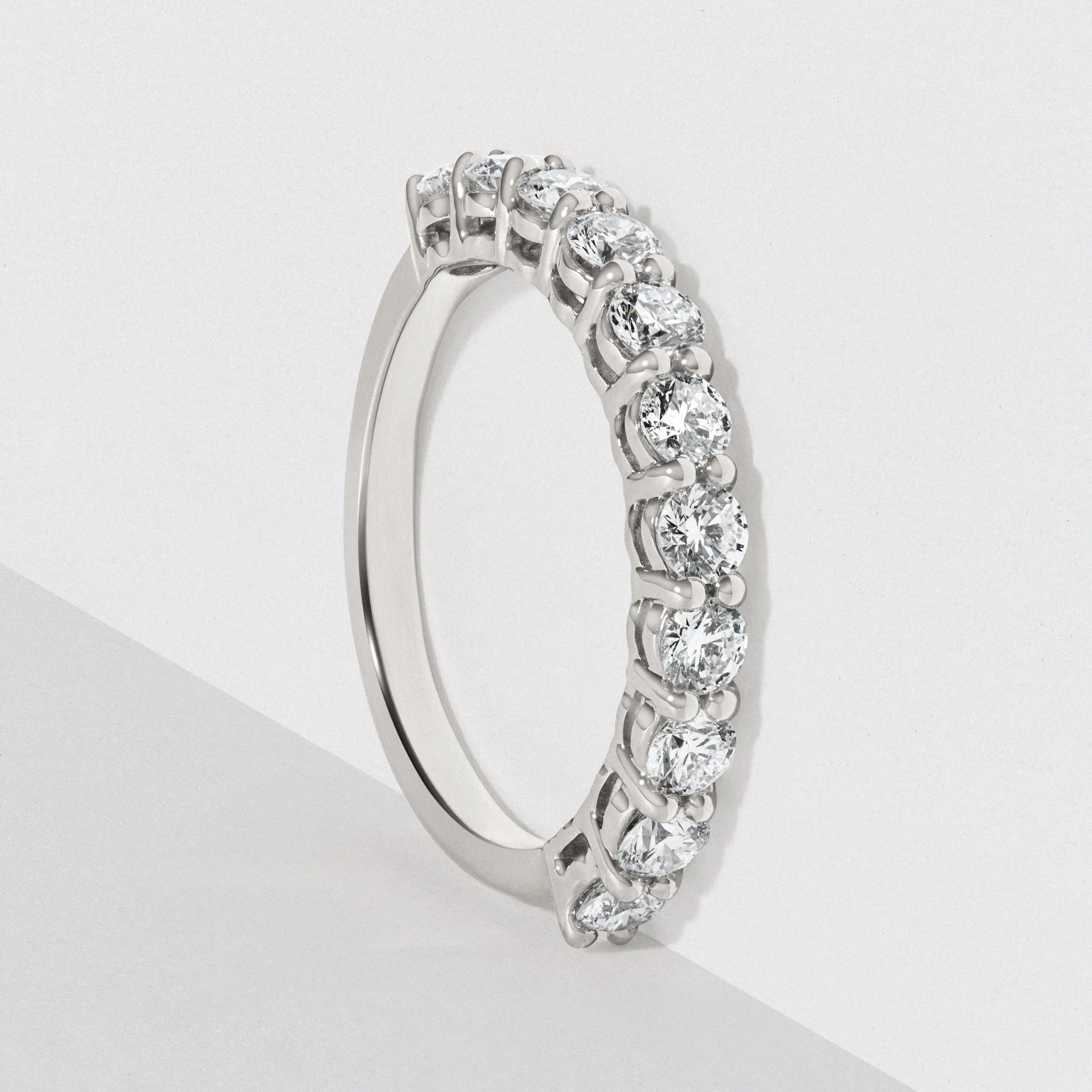 Platinum Diamond Half Eternity Wedding Band - Polished 3mm