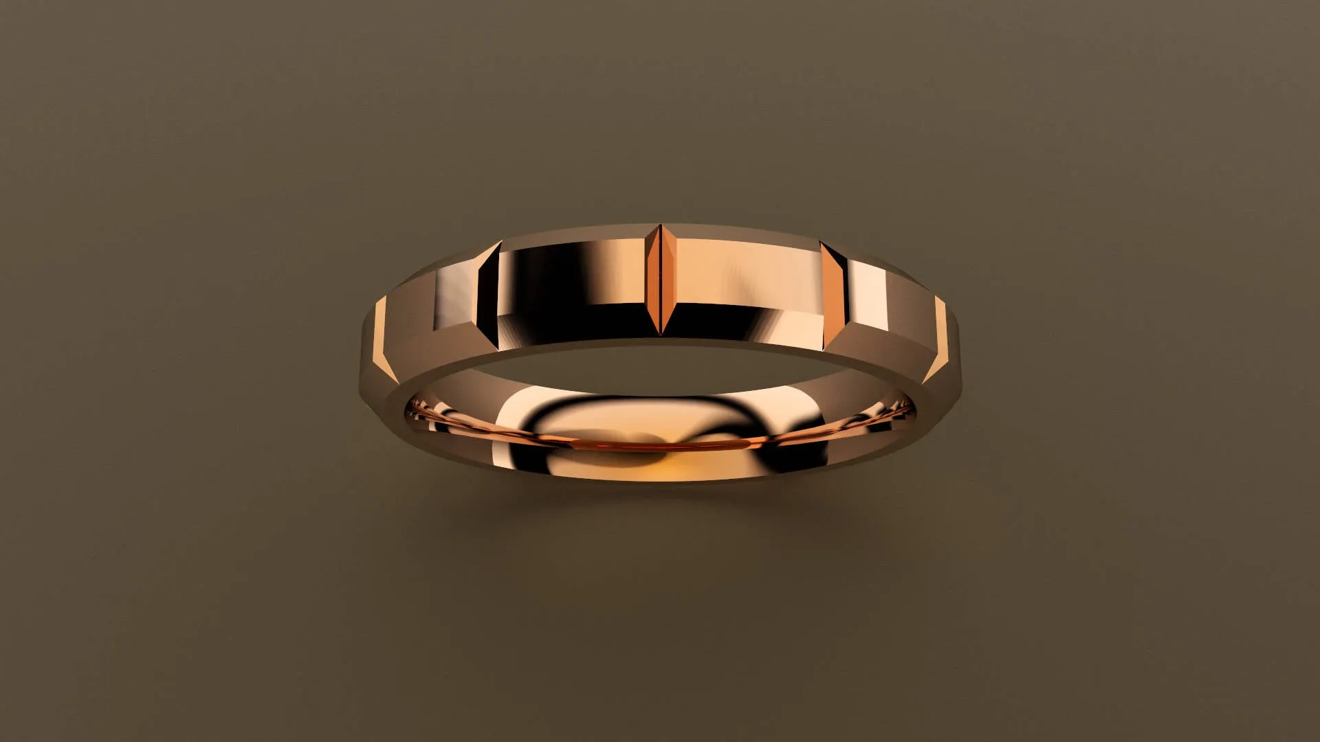 Polished Rose Gold 4mm Beveled Edge Segmented Wedding Band