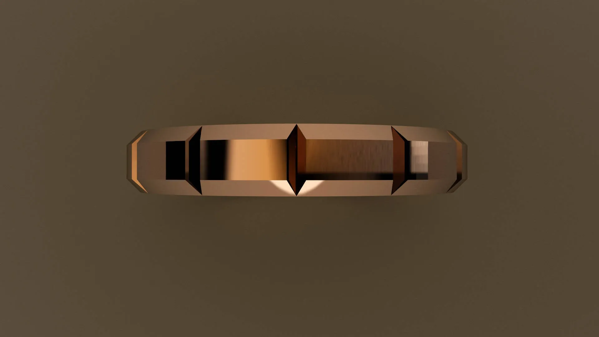 Polished Rose Gold 4mm Beveled Edge Segmented Wedding Band