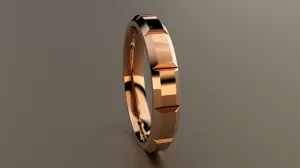 Polished Rose Gold 4mm Beveled Edge Segmented Wedding Band