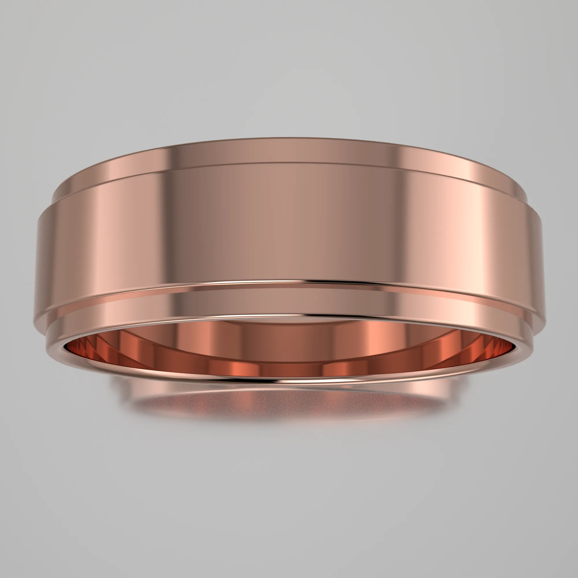 Polished Rose Gold 6mm Step Edge Wedding Band