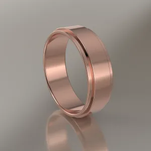 Polished Rose Gold 6mm Step Edge Wedding Band