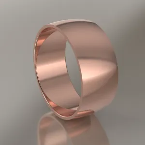 Polished Rose Gold 9mm Domed Wedding Band