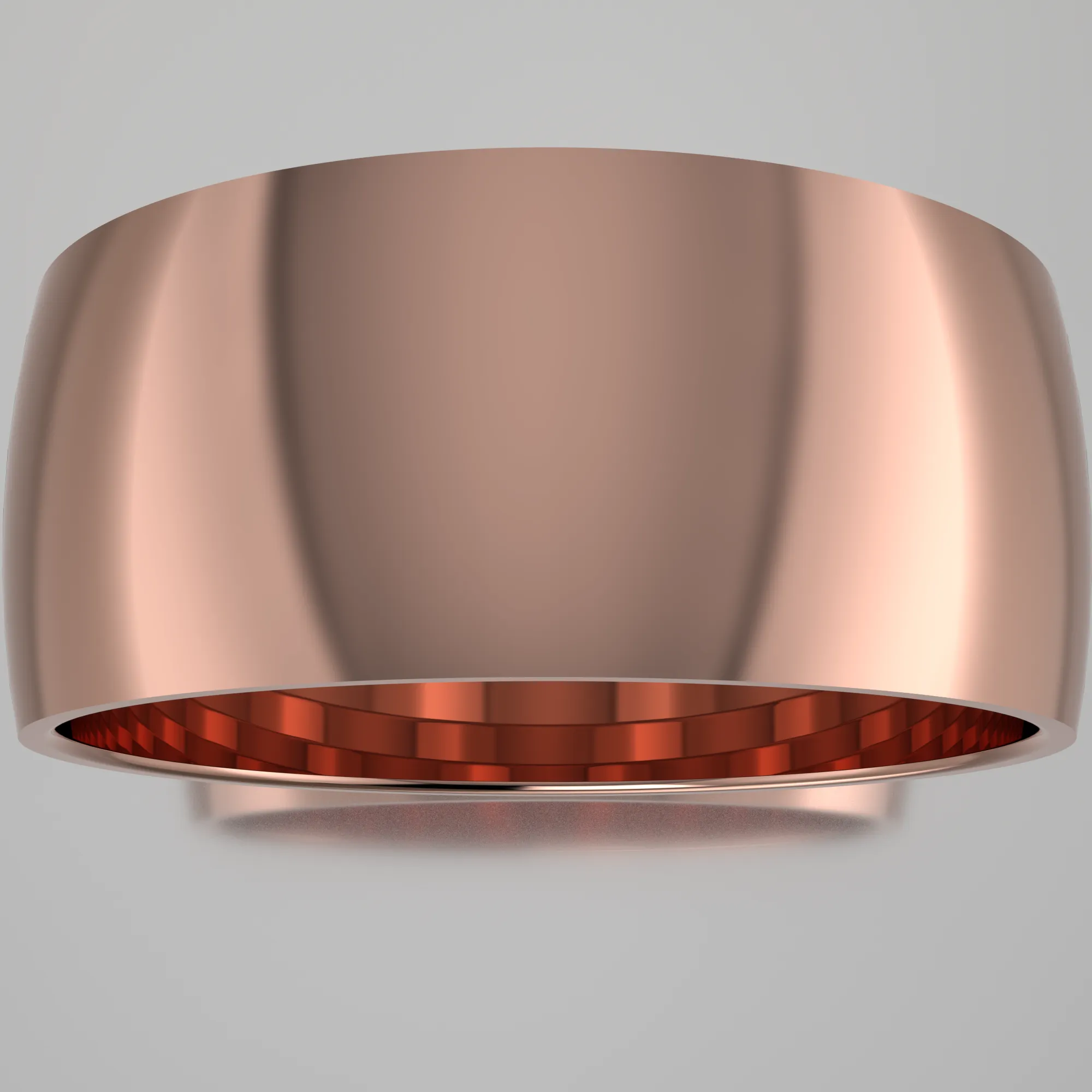 Polished Rose Gold 9mm Domed Wedding Band