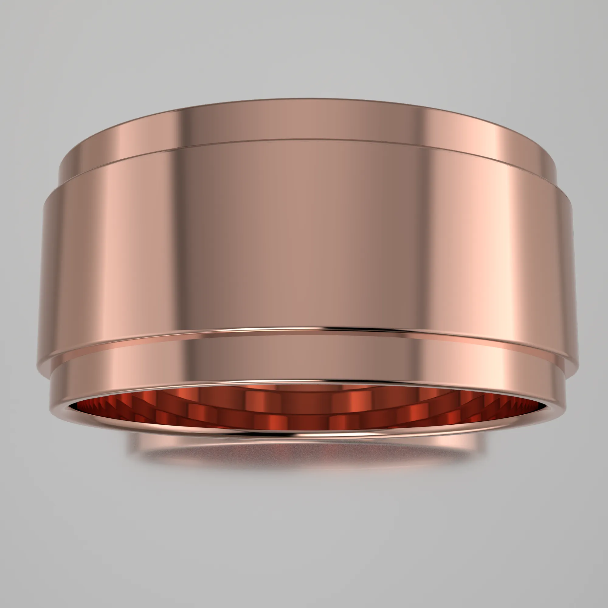 Polished Rose Gold 9mm Step Edge Wedding Band