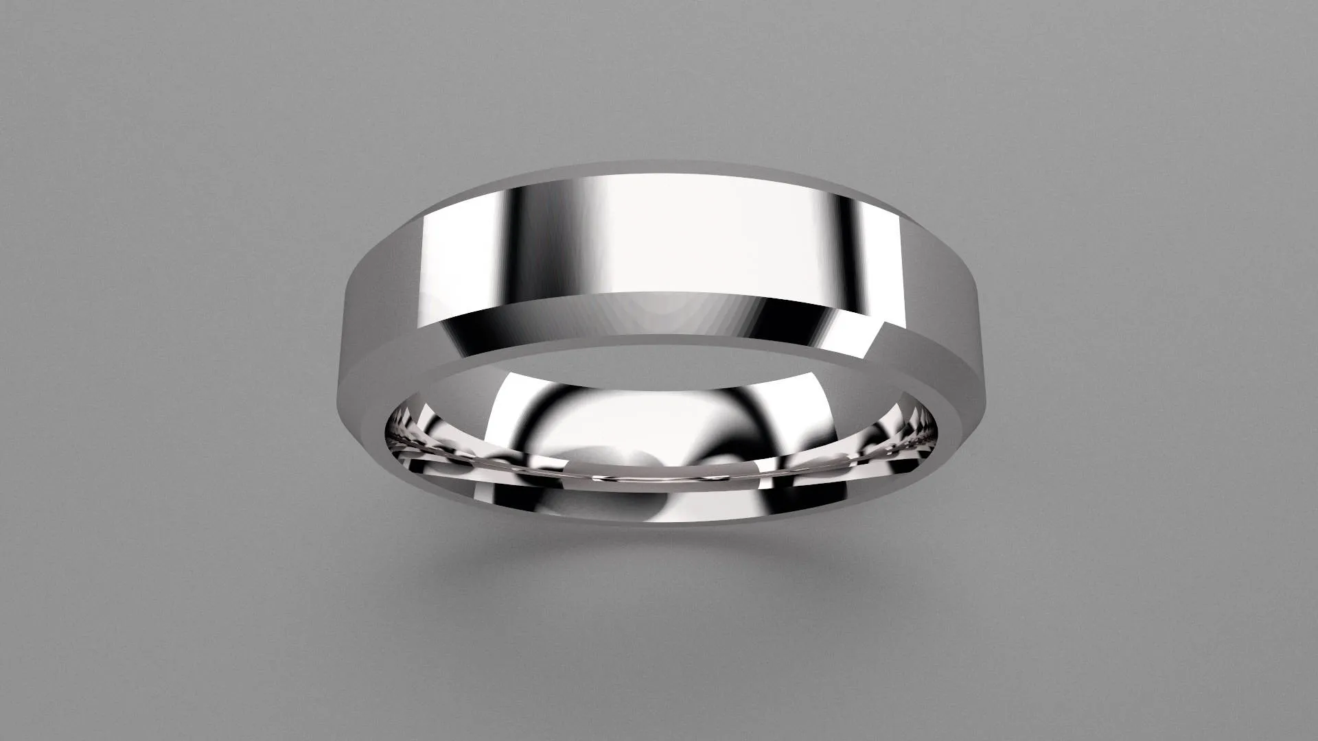Polished Sterling Silver 6mm Beveled Edge Wedding Band