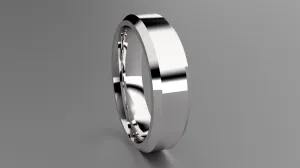 Polished Sterling Silver 6mm Beveled Edge Wedding Band