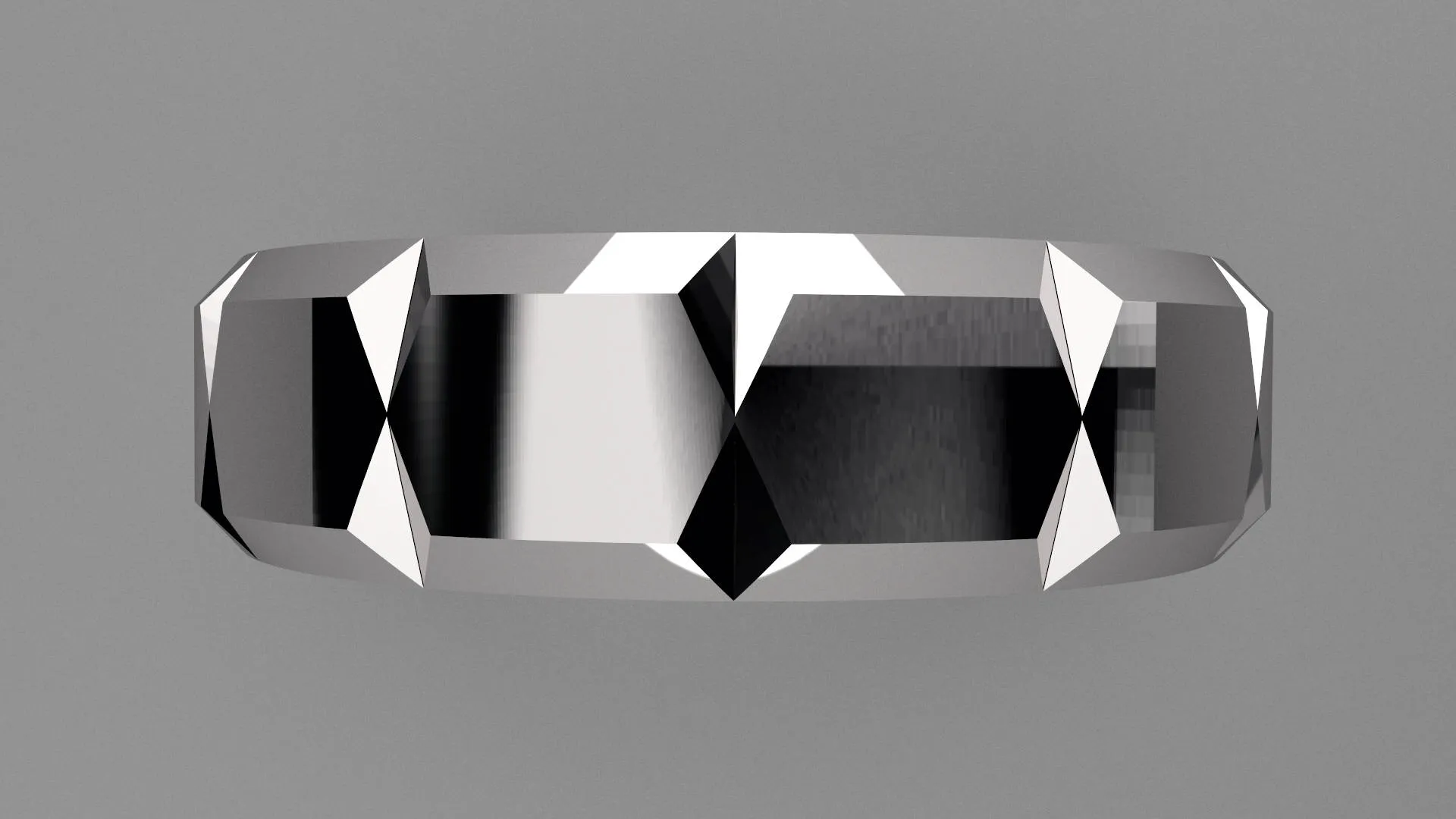 Polished Sterling Silver 6mm Beveled Edge with Facets Wedding Band