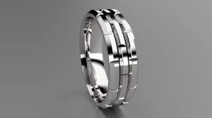 Polished Sterling Silver 6mm Brick Pattern Wedding Band