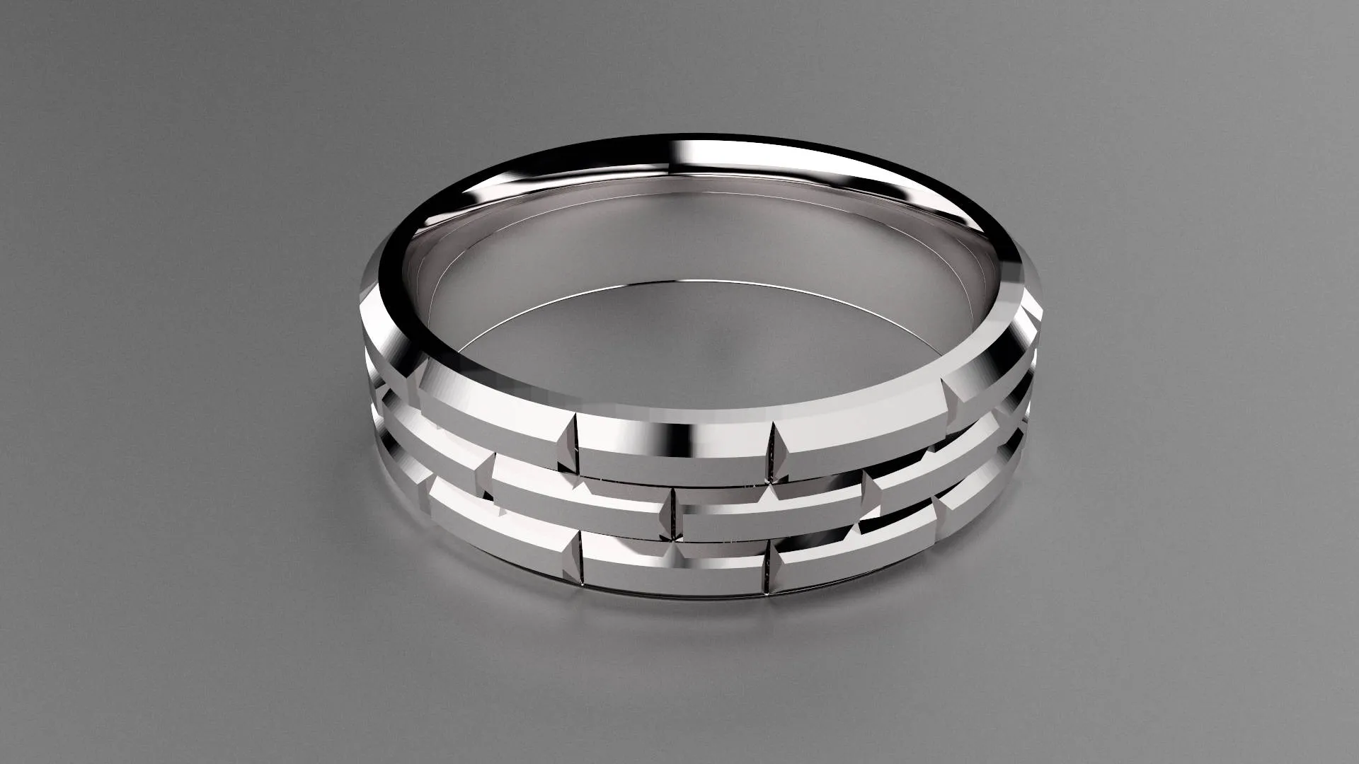 Polished Sterling Silver 6mm Brick Pattern Wedding Band