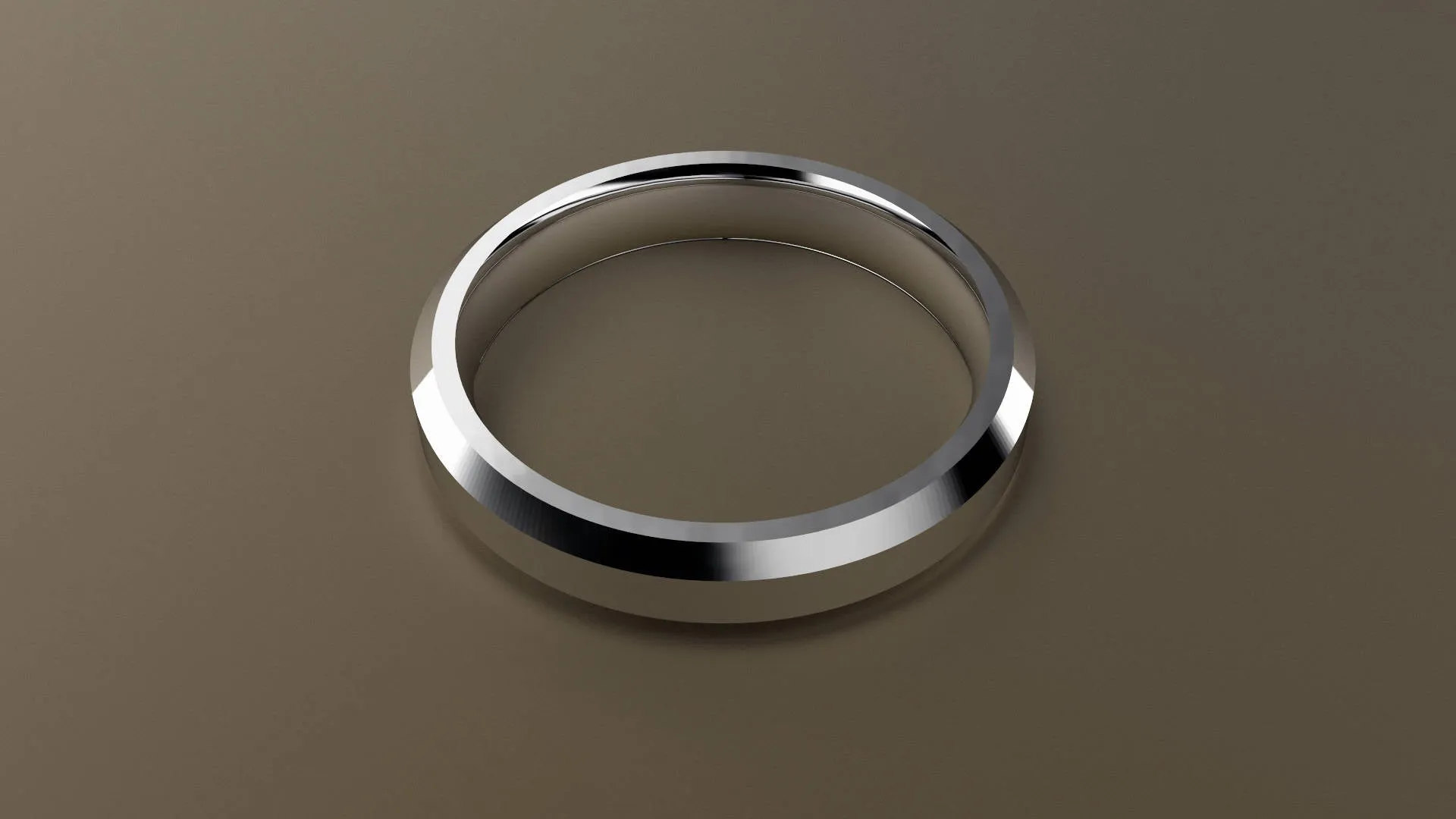 Polished White Gold 4mm Beveled Edge Wedding Band
