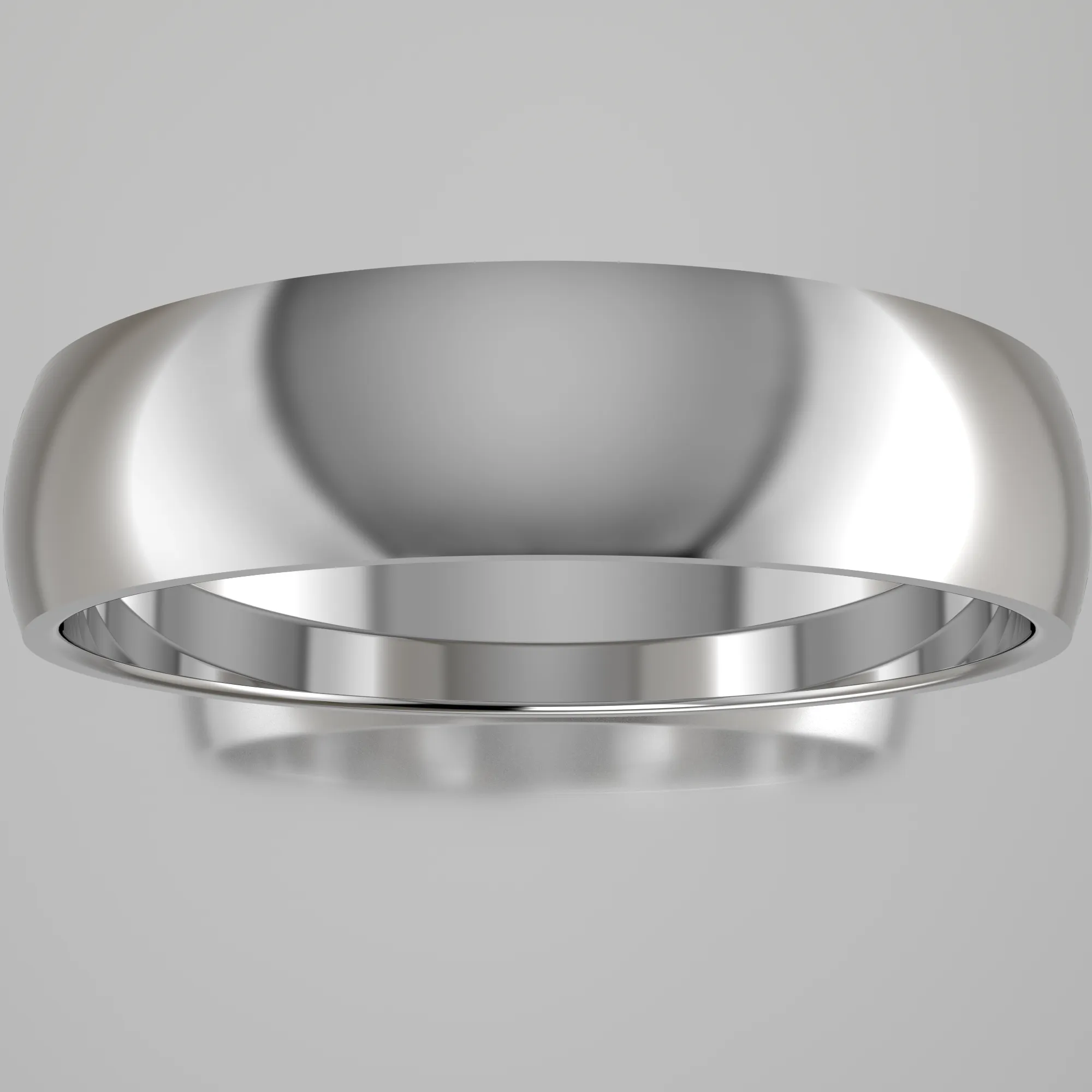 Polished White Gold 5mm Domed Wedding Band