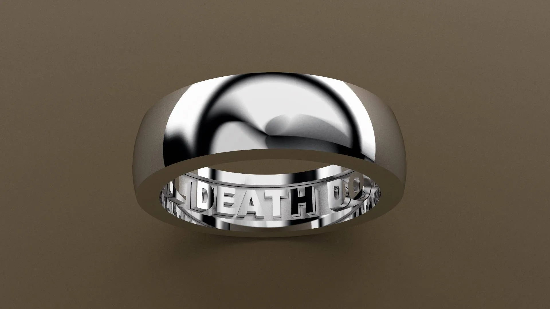 Polished White Gold 6mm Interior Message Wedding Band