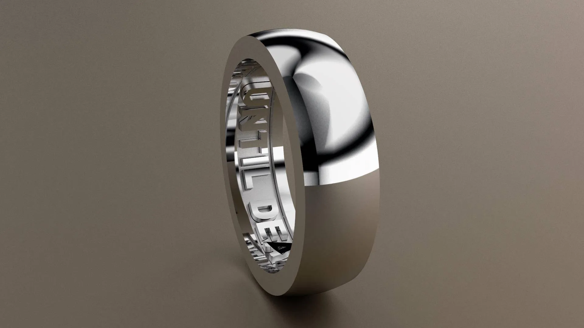 Polished White Gold 6mm Interior Message Wedding Band