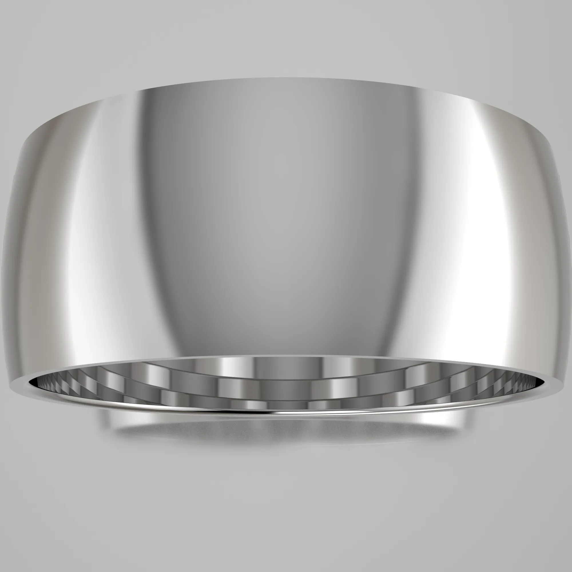 Polished White Gold 9mm Domed Wedding Band