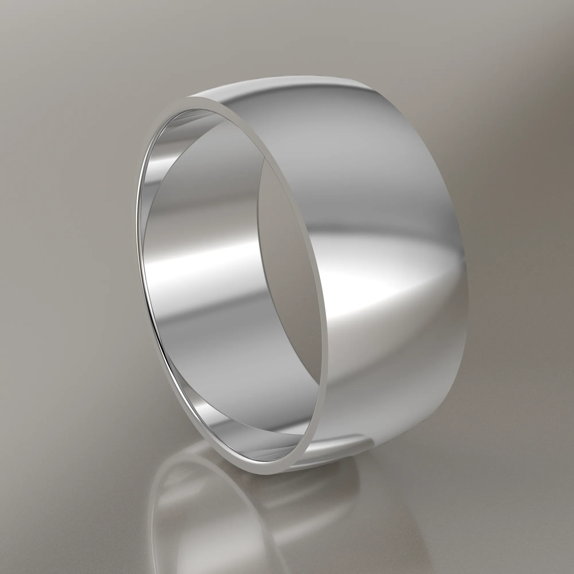 Polished White Gold 9mm Domed Wedding Band