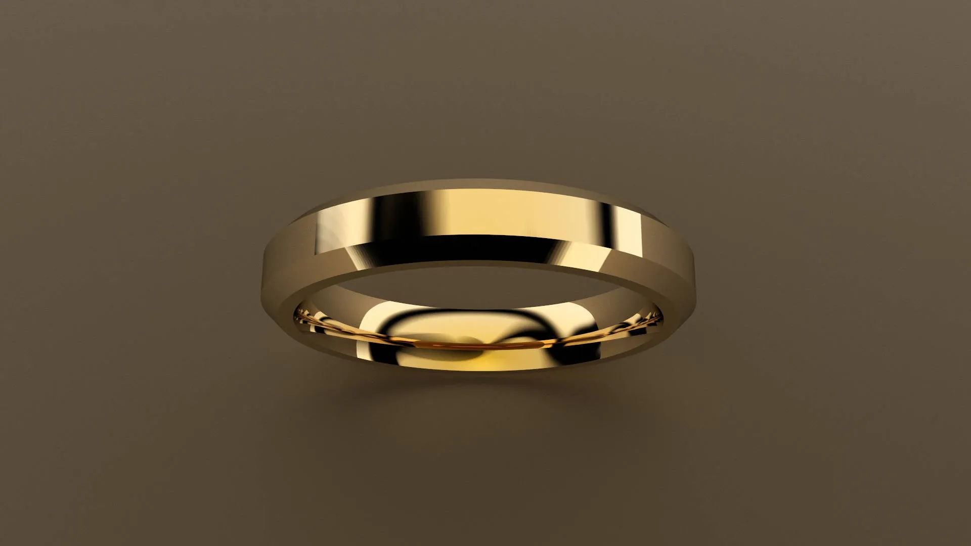 Polished Yellow Gold 4mm Beveled Edge Wedding Band