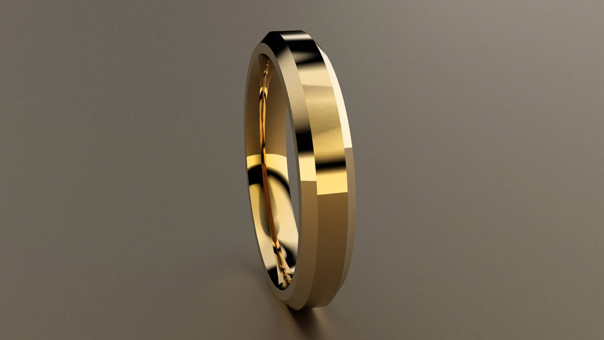 Polished Yellow Gold 4mm Beveled Edge Wedding Band