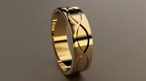Polished Yellow Gold 6mm Infinity Groove Wedding Band