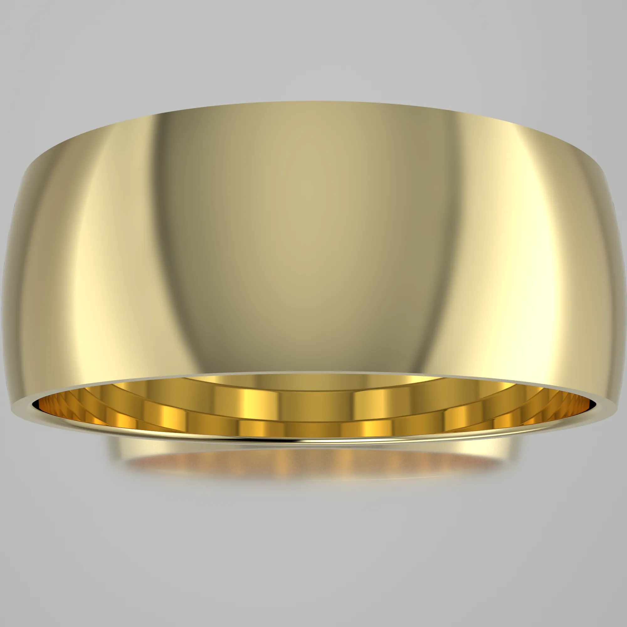 Polished Yellow Gold 8mm Domed Wedding Band