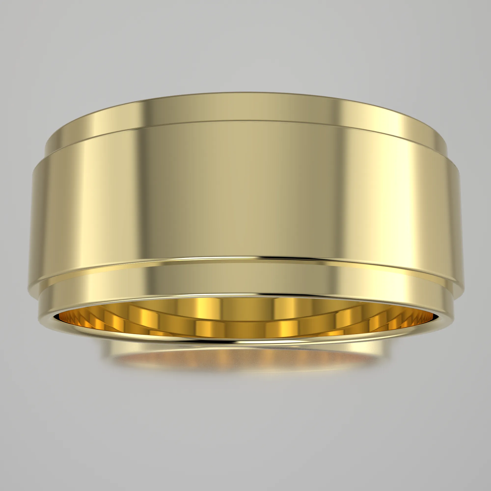 Polished Yellow Gold 8mm Step Edge Wedding Band