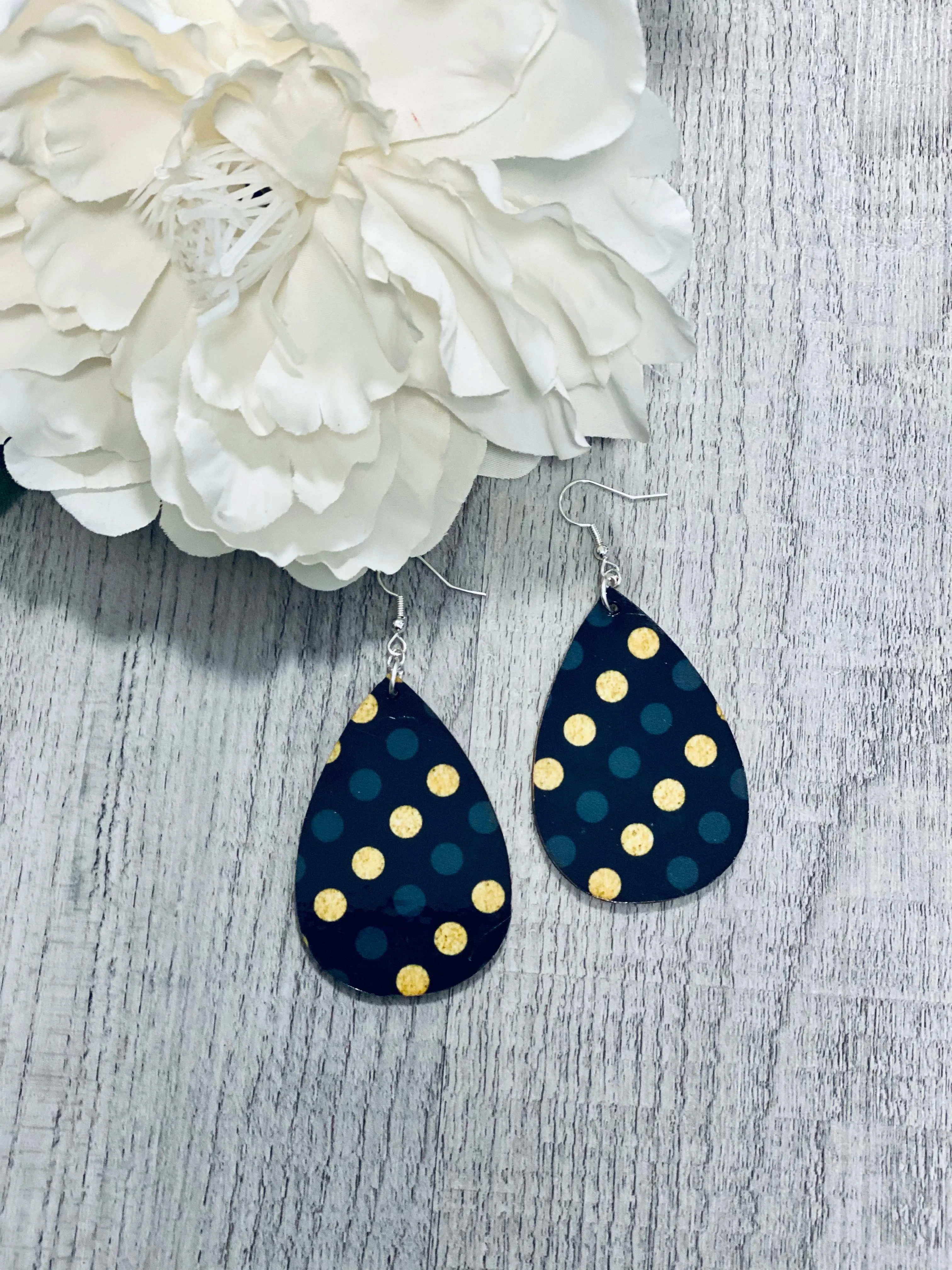 Polka Dot Wooden Earrings