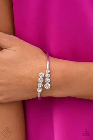 "Defining Dazzle" Silver Metal Clear/White Rhinestone Bypass Hinged Bracelet