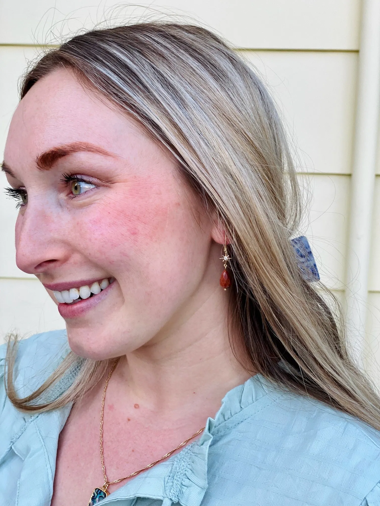 Red Sandstone Star Gazer Teardrop Earrings