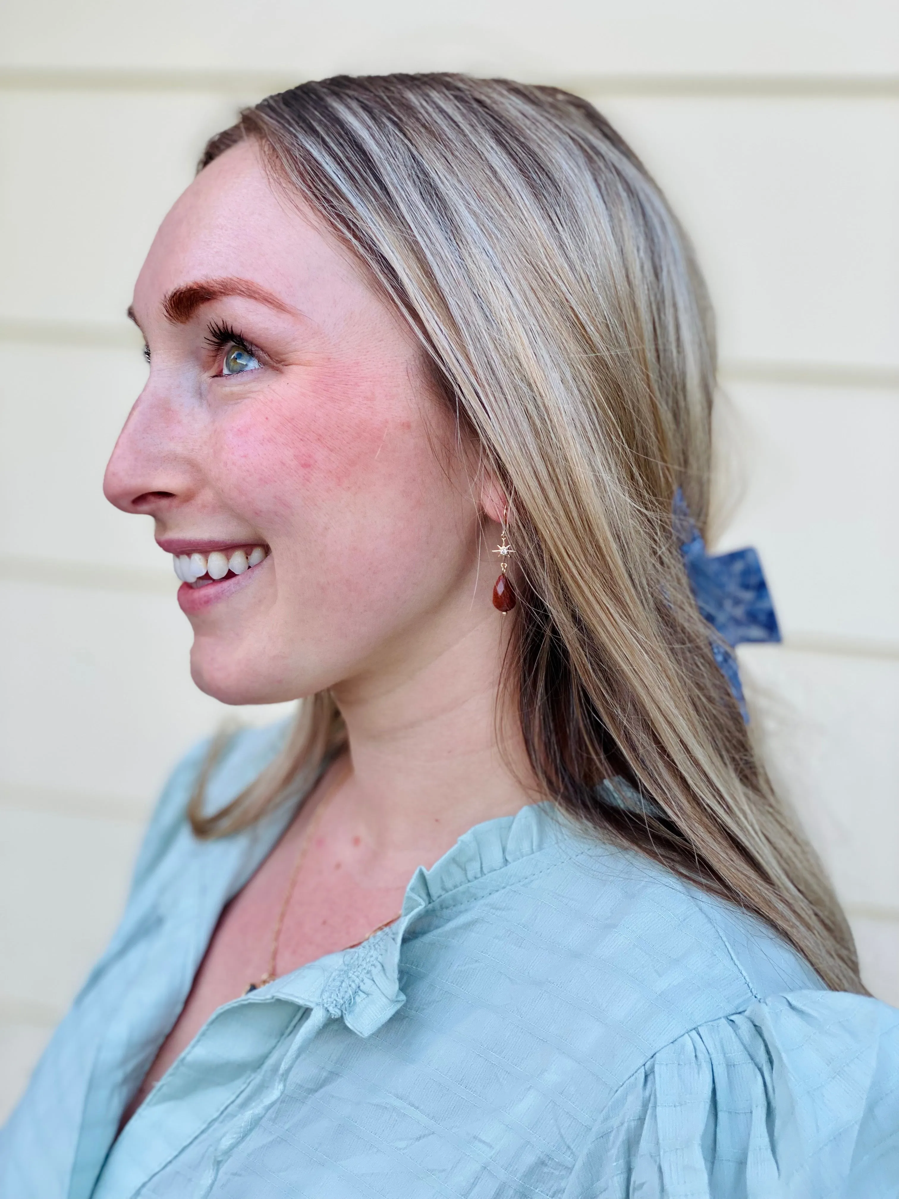 Red Sandstone Star Gazer Teardrop Earrings
