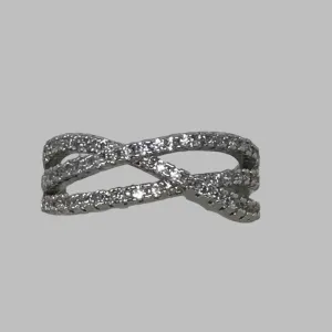 ~Ring: 925 Silver Plated Women's Ring Inlaid Cubic Zirconia Fancy Cross Wedding Ring Female Luxury Jewelry