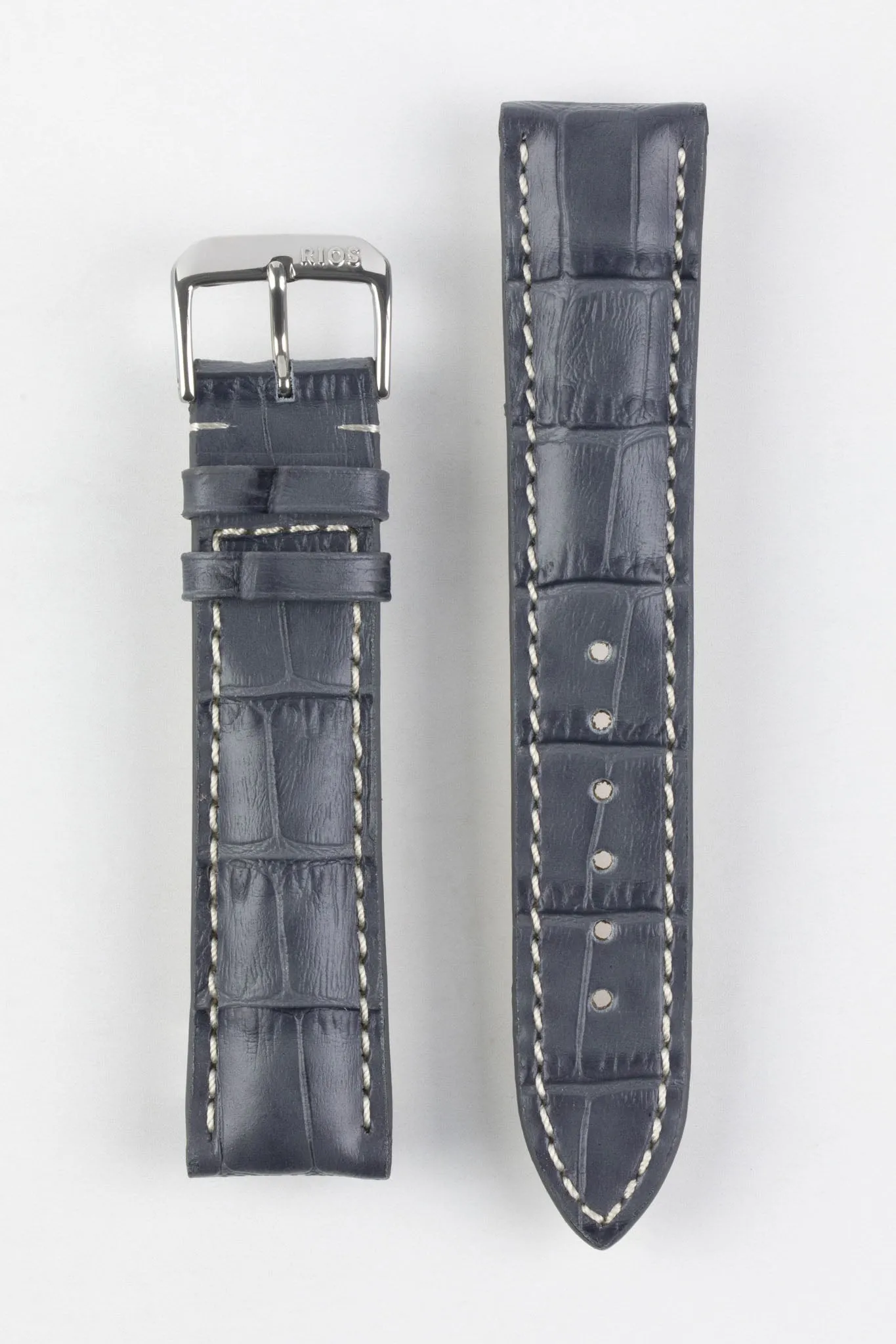 RIOS1931 NEW ORLEANS Alligator-Embossed Leather Watch Strap in STONE GREY