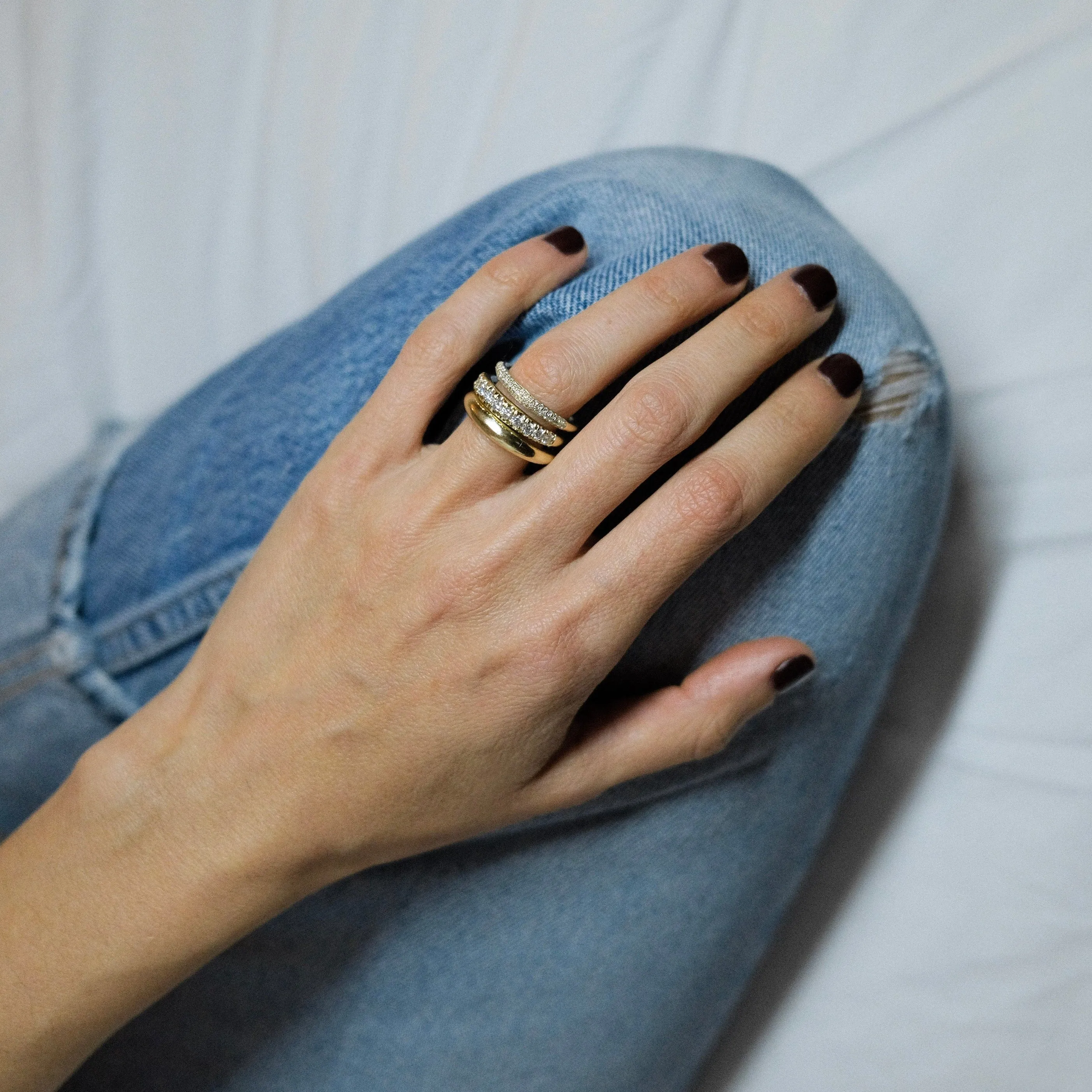 Rising Tusk Ring with Ascending French Cut Diamonds