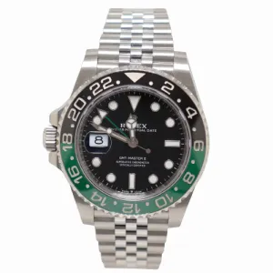 Rolex GMT-Master II "Sprite" Stainless Steel 40mm Black Stick Dial Watch Black & Green Ceramic Bezel SS Jubilee Bracelet | Ref# 126720VTNR