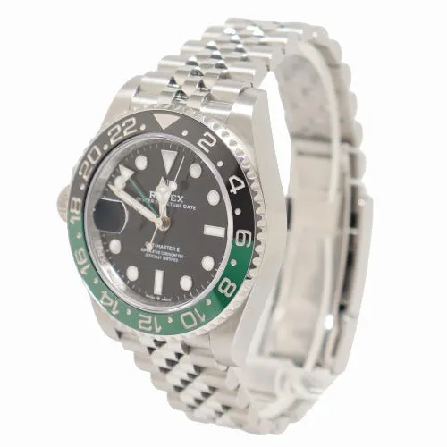 Rolex GMT-Master II "Sprite" Stainless Steel 40mm Black Stick Dial Watch Black & Green Ceramic Bezel SS Jubilee Bracelet | Ref# 126720VTNR