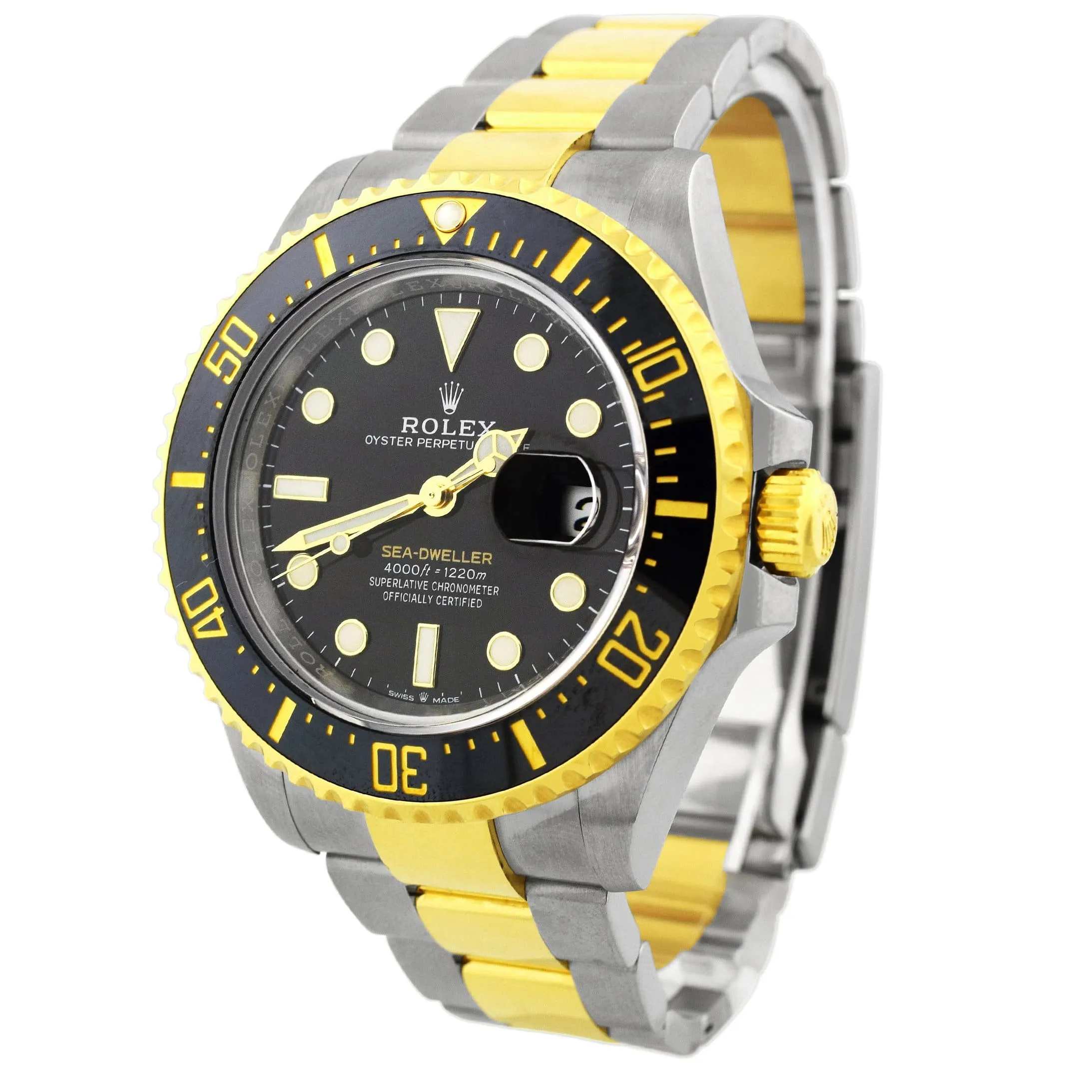 Rolex Men's Sea-Dweller 18K Yellow Gold & Steel 43mm Black Dot Dial Watch Reference #: 126603