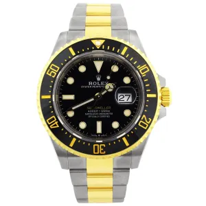 Rolex Men's Sea-Dweller 18K Yellow Gold & Steel 43mm Black Dot Dial Watch Reference #: 126603
