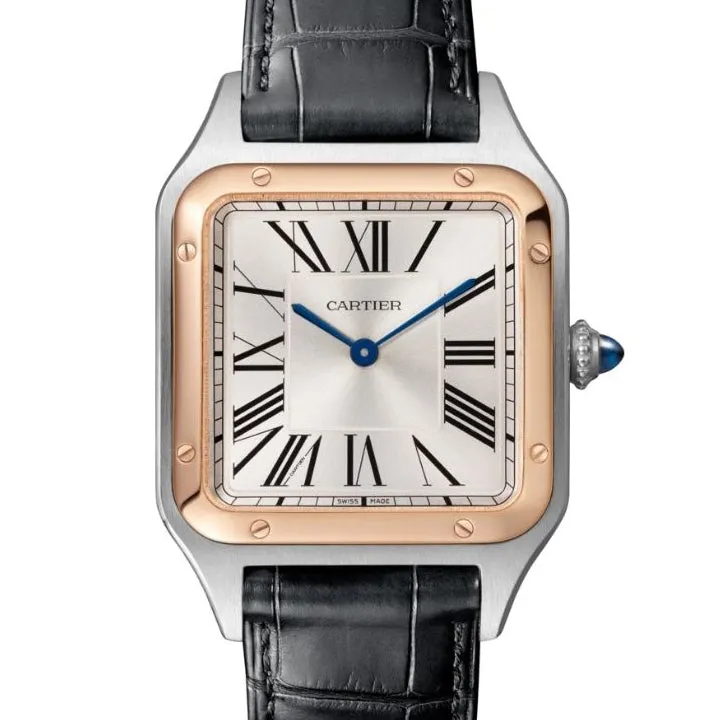 Santos-Dumont Large Steel and Pink Gold Watch