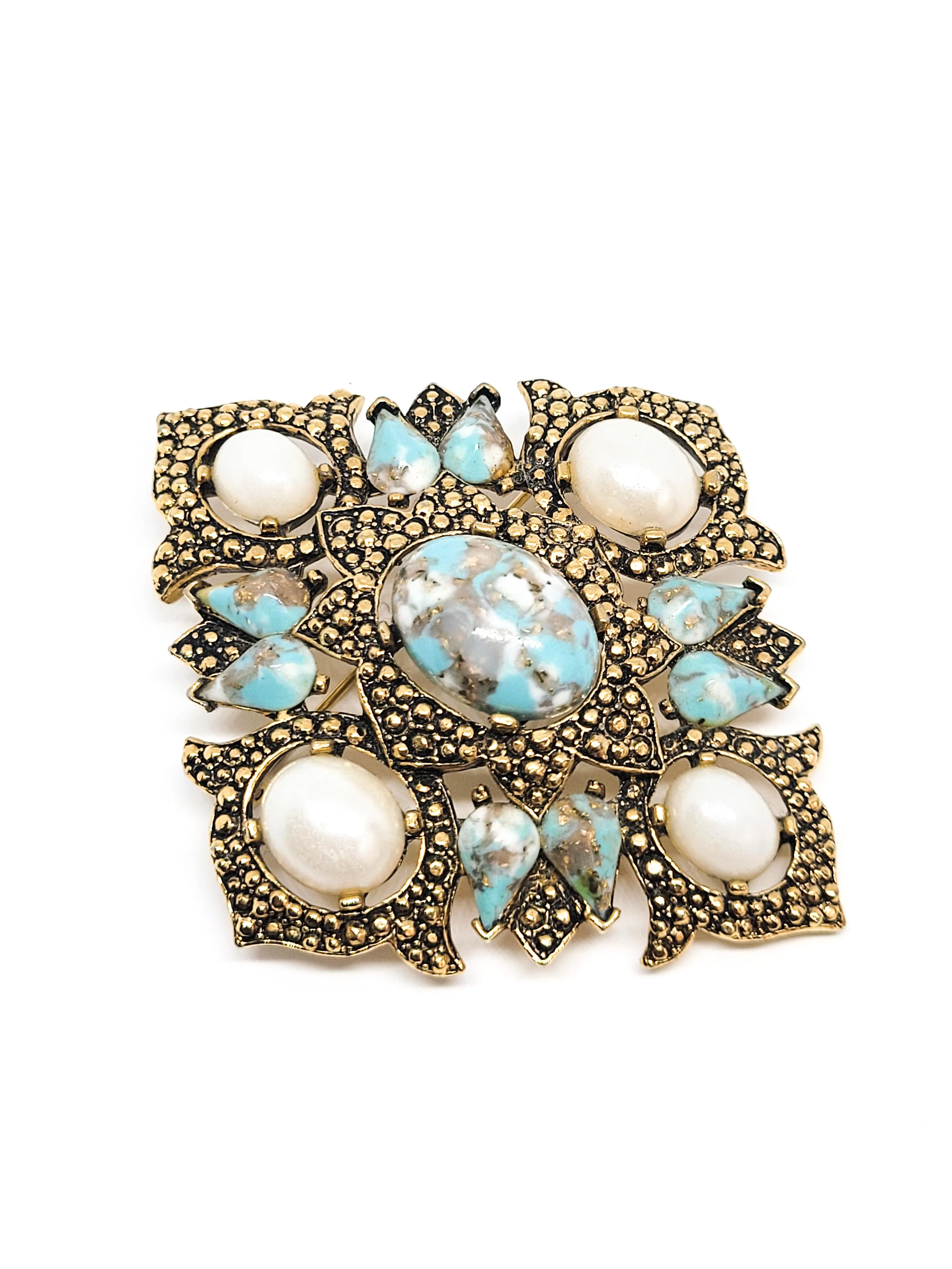 Sarah Coventry 1968 remembrance collection blue glass vintage brooch