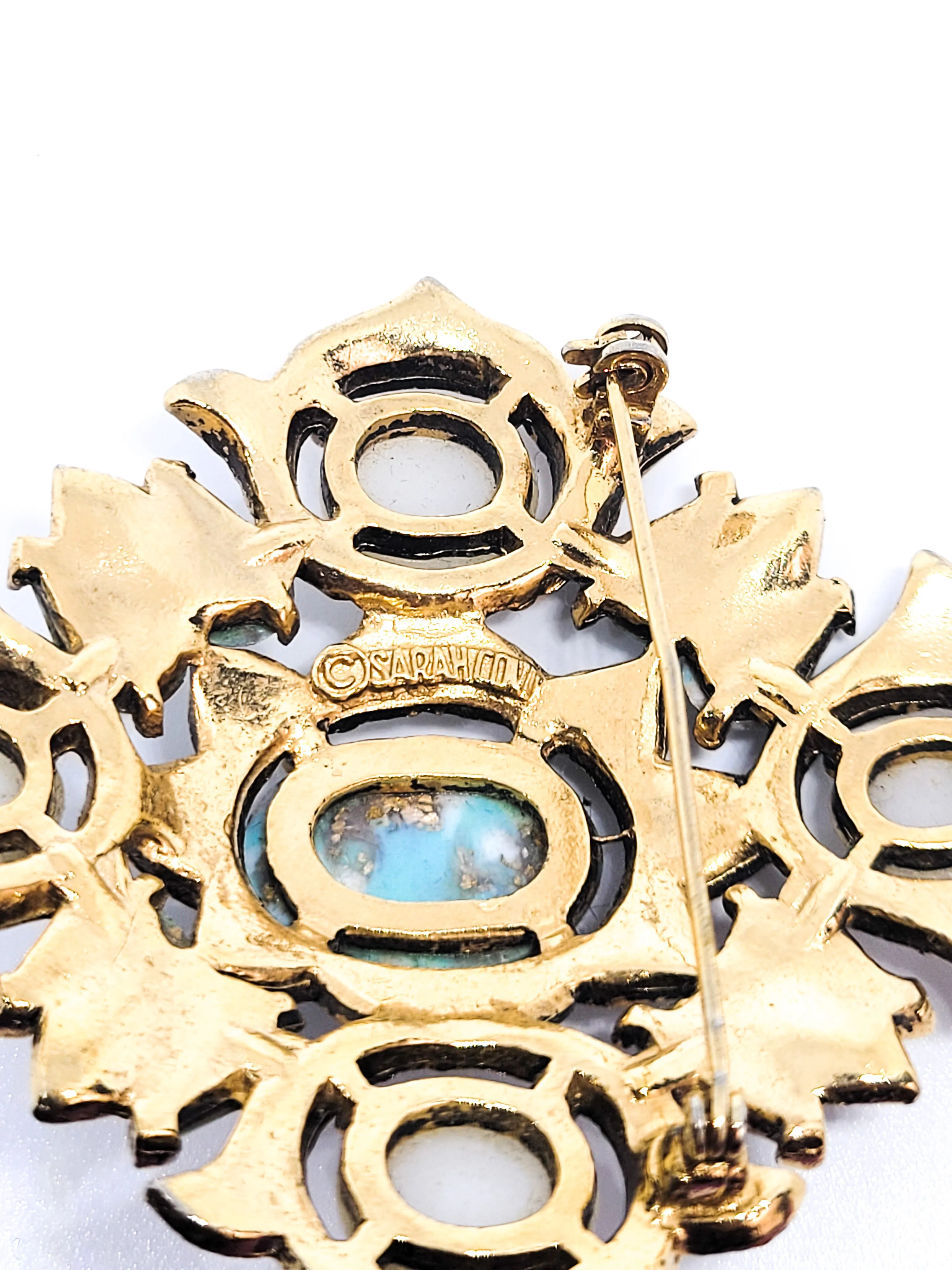 Sarah Coventry 1968 remembrance collection blue glass vintage brooch