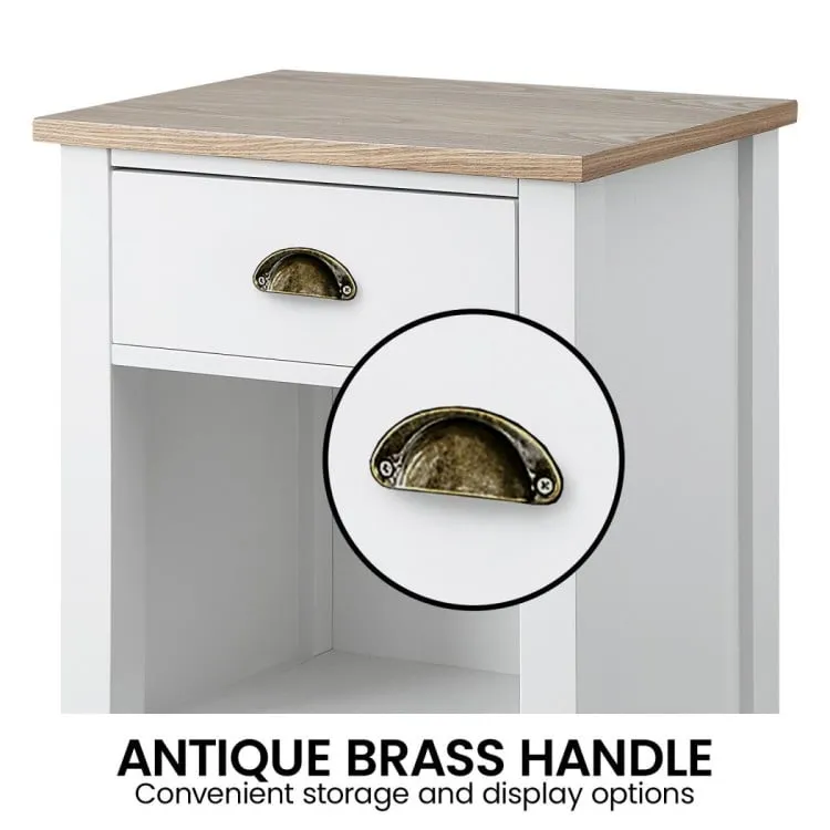 SARANTINO THEA BEDSIDE TABLE - WHITE/NATURAL