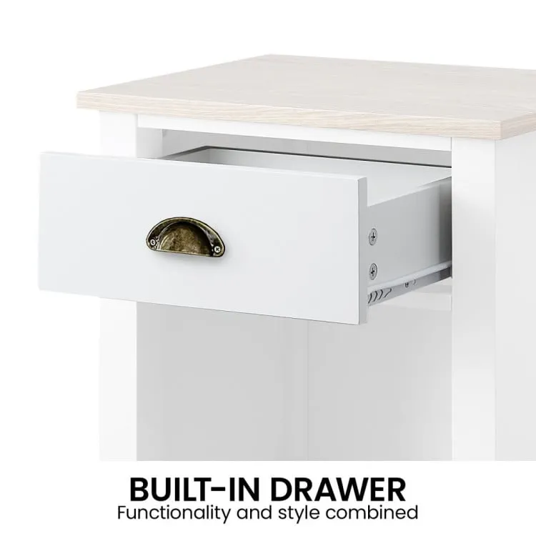 SARANTINO THEA BEDSIDE TABLE - WHITE/NATURAL