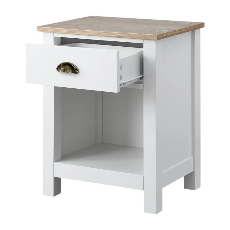 SARANTINO THEA BEDSIDE TABLE - WHITE/NATURAL