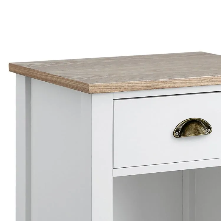 SARANTINO THEA BEDSIDE TABLE - WHITE/NATURAL