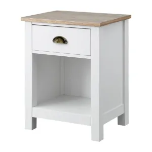 SARANTINO THEA BEDSIDE TABLE - WHITE/NATURAL