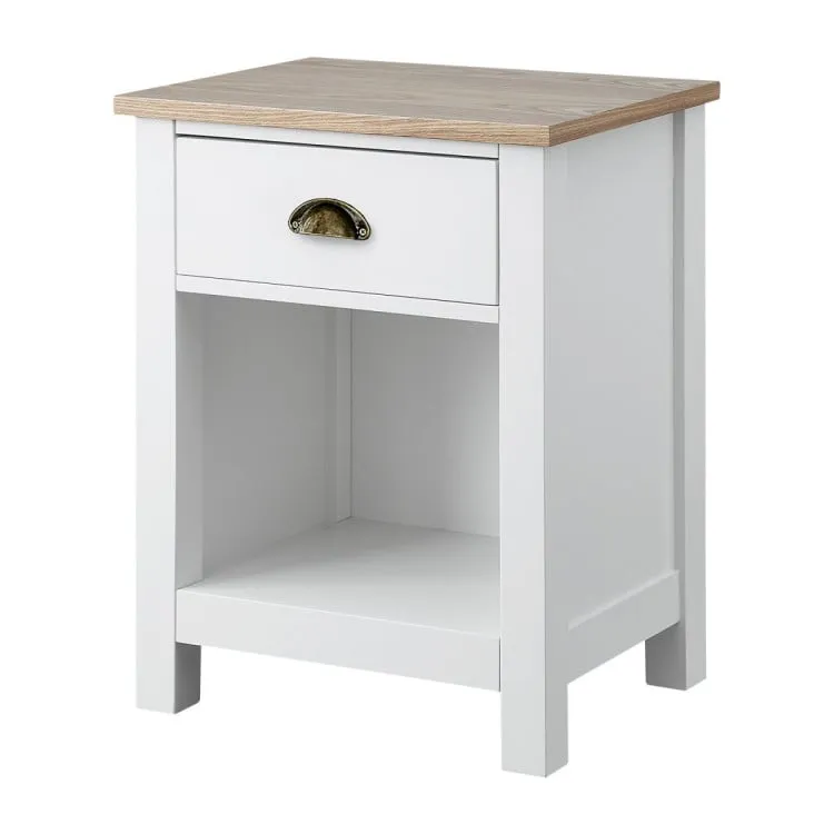 SARANTINO THEA BEDSIDE TABLE - WHITE/NATURAL