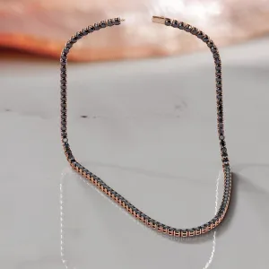 Shambala - Natural Black Diamond Tennis Necklace in Rose Gold