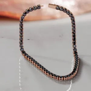 Shambala - Natural Black Diamond Tennis Necklace in Rose Gold